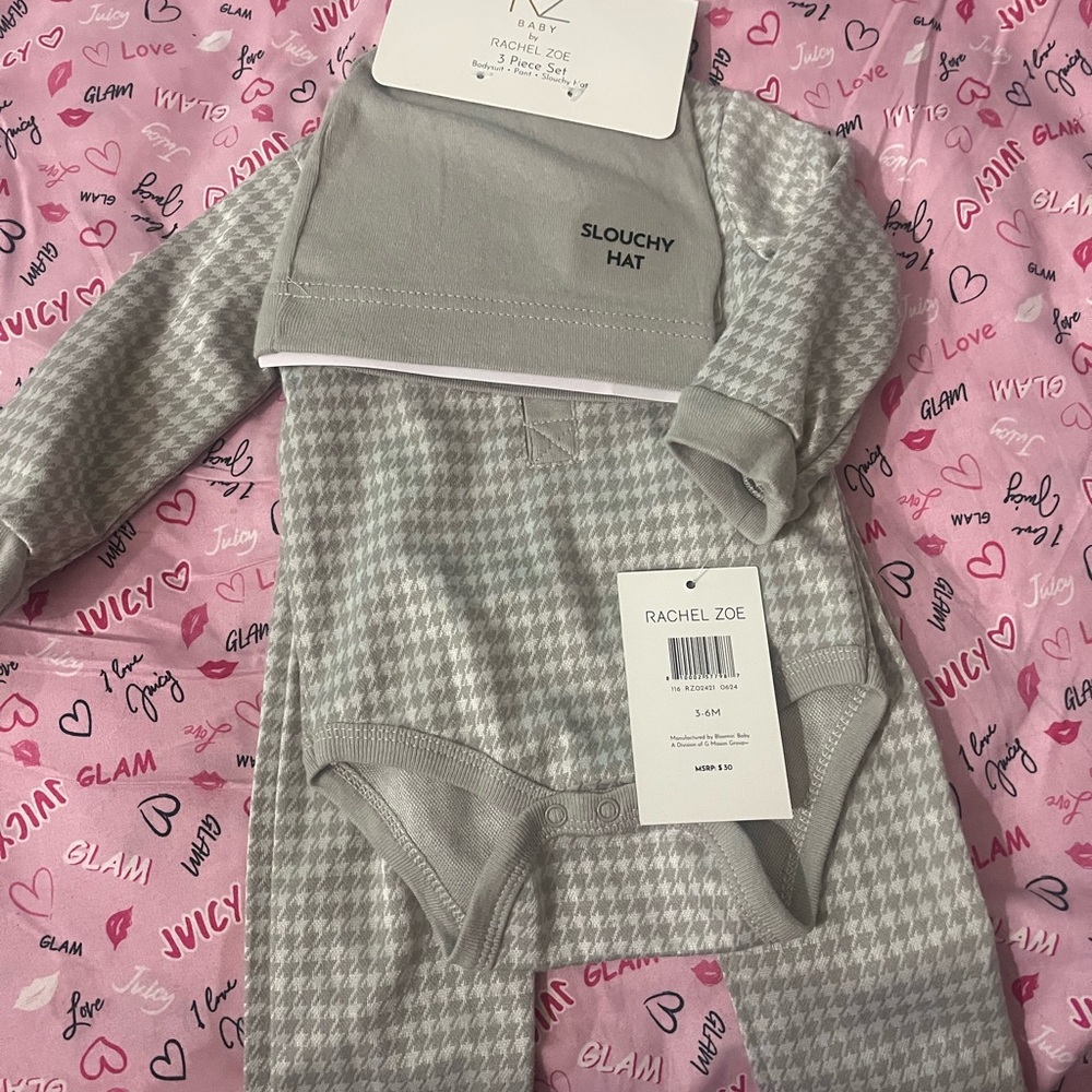Rachel Zoe Houndstooth Gray Kids Pajama Set